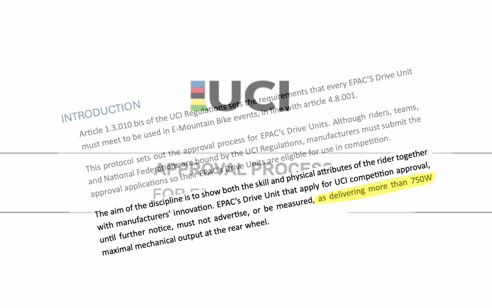 L’UCI interdit les VTTAE de plus de 750 W… et donc DJI de la compétition